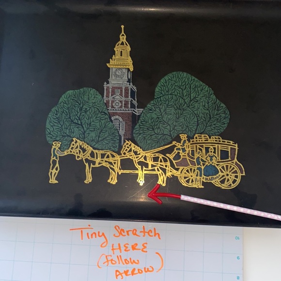 Vintage Serving Tray; Couroc Monterey Melamine Tray Colonial Victorian Scene - Picture 6 of 14